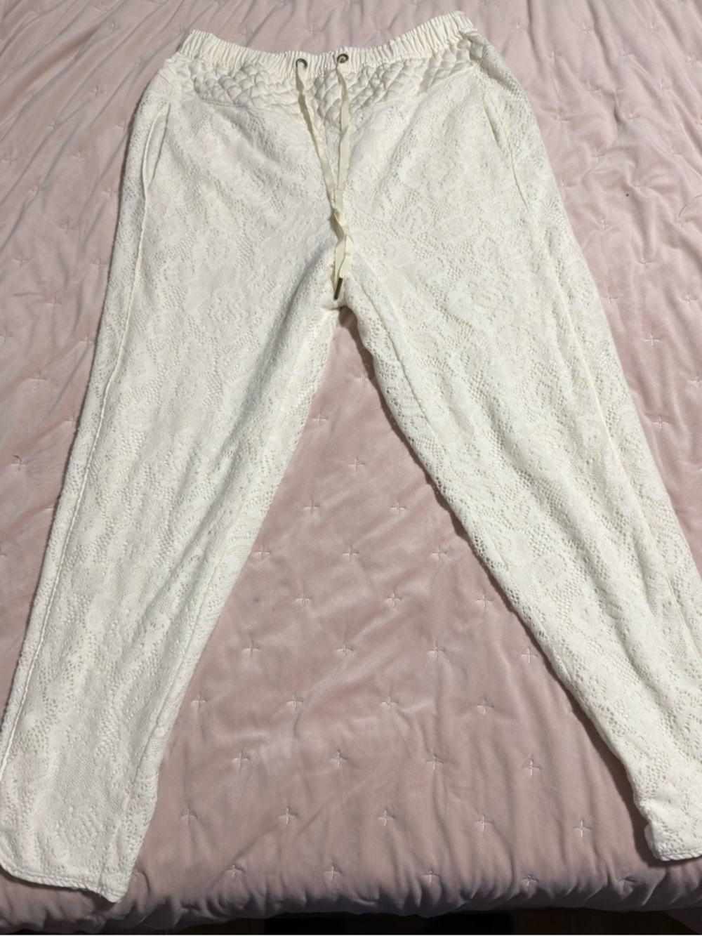 Anthropologie Saturday Sunday White Lace Jogger Pants XS - Picture 3 of 6